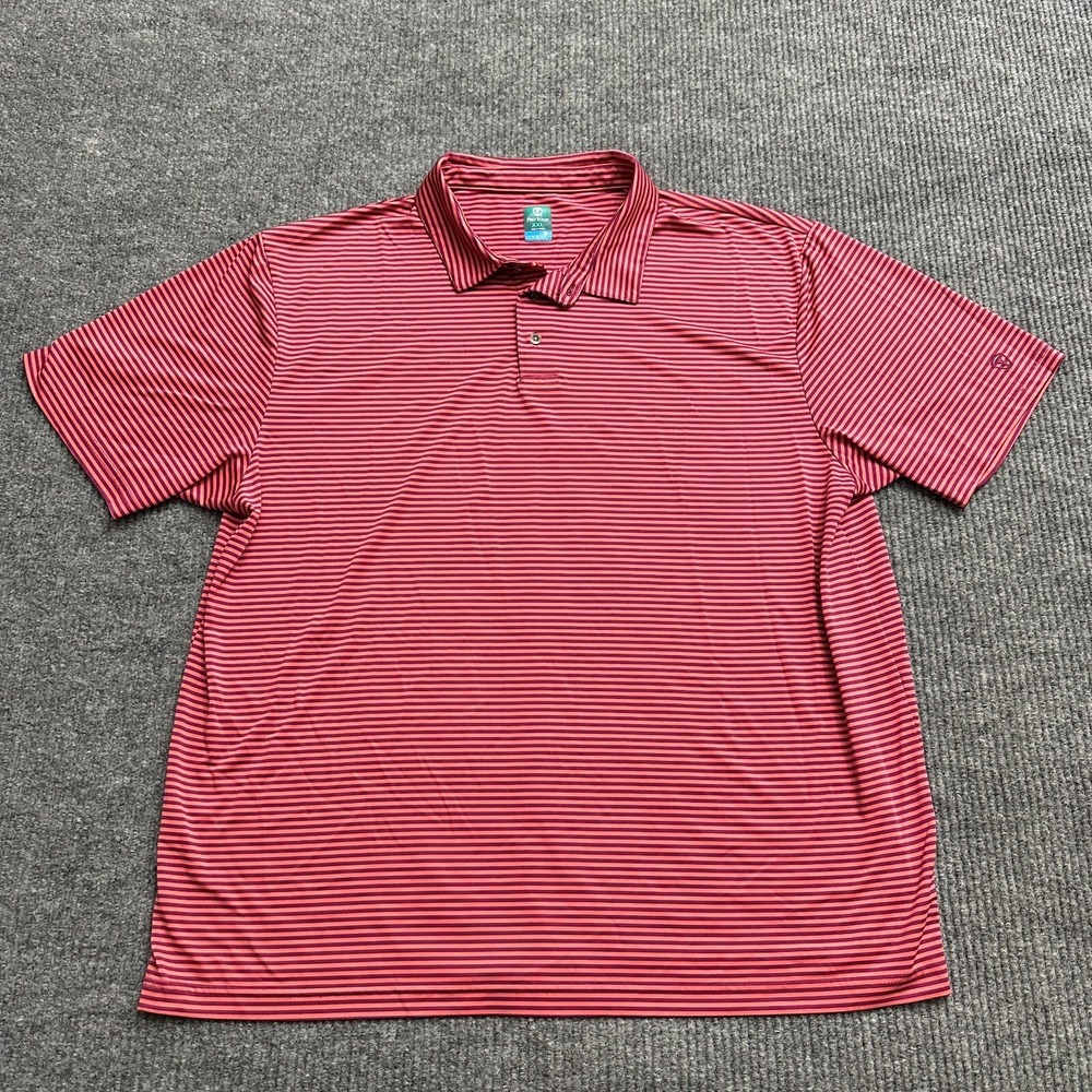 Pro Tour Cool Play Mens Polo Shirt Size‎ XXL Red Striped Short Sleeve Activewear